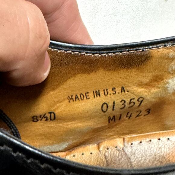 VERY GOOD Rancourt & Co. x Cole Haan Plain Toe Derby Black Calf Made in USA 8.5 - Picture 9 of 13